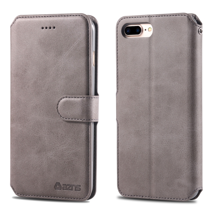 

For iPhone 7 Plus / 8 Plus AZNS Calf Texture Magnetic Horizontal Flip PU Leather Case with Holder & Card Slots & Photo Frame(Gray)