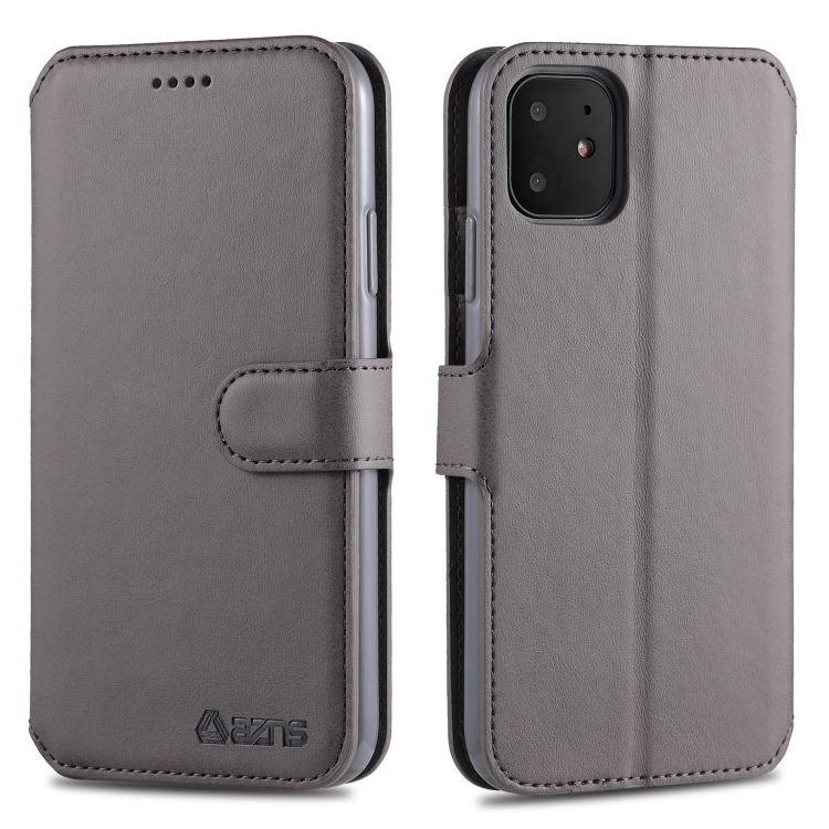 

For iPhone 11 AZNS Calf Texture Magnetic Horizontal Flip PU Leather Case with Holder & Card Slots & Photo Frame(Gray)