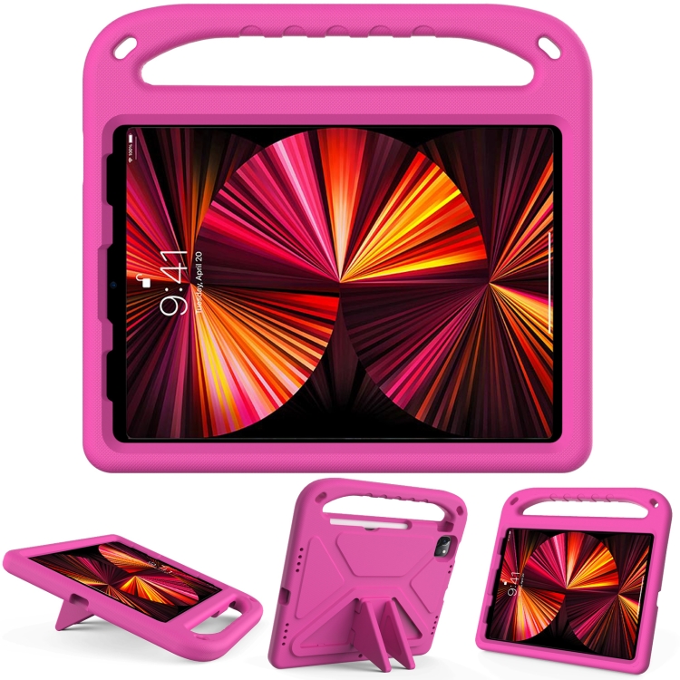 

Handle Portable EVA Shockproof Protective Case with Triangle Holder For iPad Air 10.9 2020 / iPad Pro 11 2021 / 2020(Rose Red)
