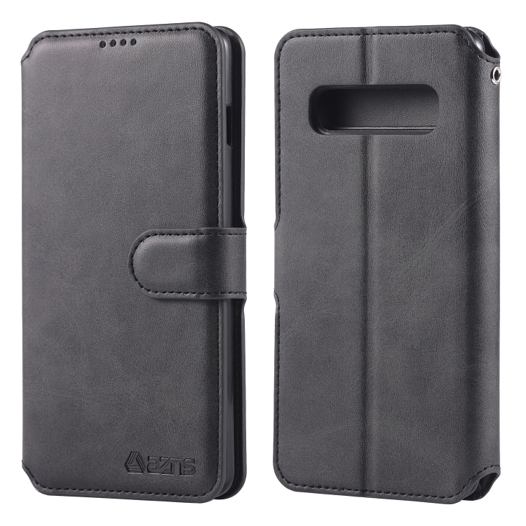 

For Galaxy S10 AZNS Calf Texture Magnetic Horizontal Flip PU Leather Case with Holder & Card Slots & Photo Frame(Black)