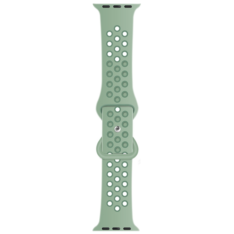 

Butterfly Buckle Dual-tone Liquid Silicone Replacement Watchband For Apple Watch Series 6 & SE & 5 & 4 40mm / 3 & 2 & 1 38mm(Cloudy Gray+Gray Green)