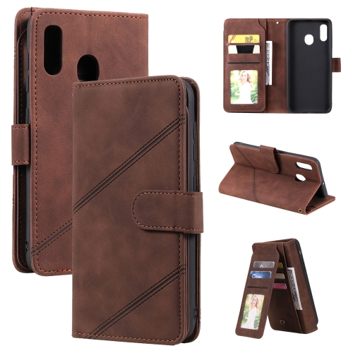 

For Samsung Galaxy A20 / A30 Skin Feel Business Horizontal Flip PU Leather Case with Holder & Multi-Card Slots & Wallet & Lanyard & Photo Frame(Brown)