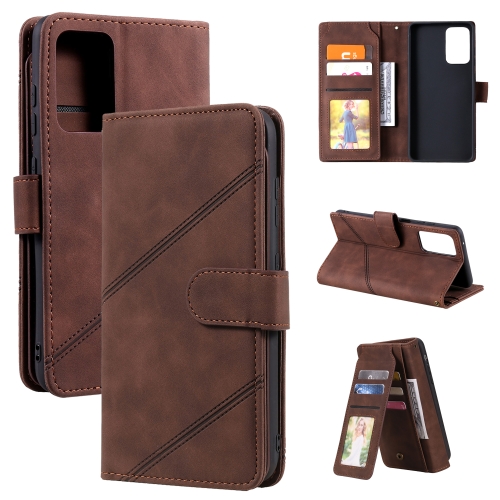 

For Samsung Galaxy A72 5G / 4G Skin Feel Business Horizontal Flip PU Leather Case with Holder & Multi-Card Slots & Wallet & Lanyard & Photo Frame(Brown)