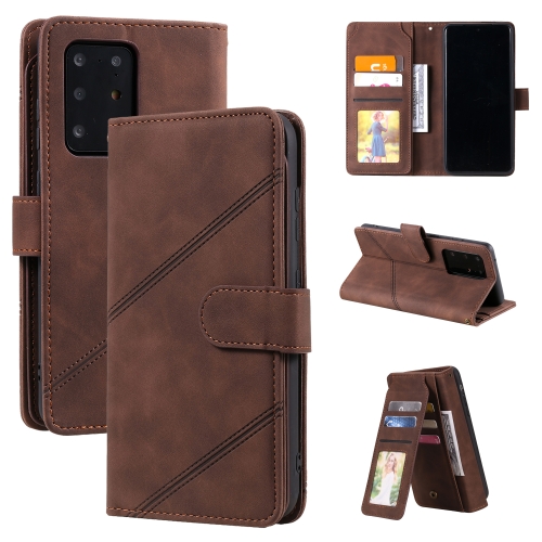 

For Samsung Galaxy S20 Ultra Skin Feel Business Horizontal Flip PU Leather Case with Holder & Multi-Card Slots & Wallet & Lanyard & Photo Frame(Brown)