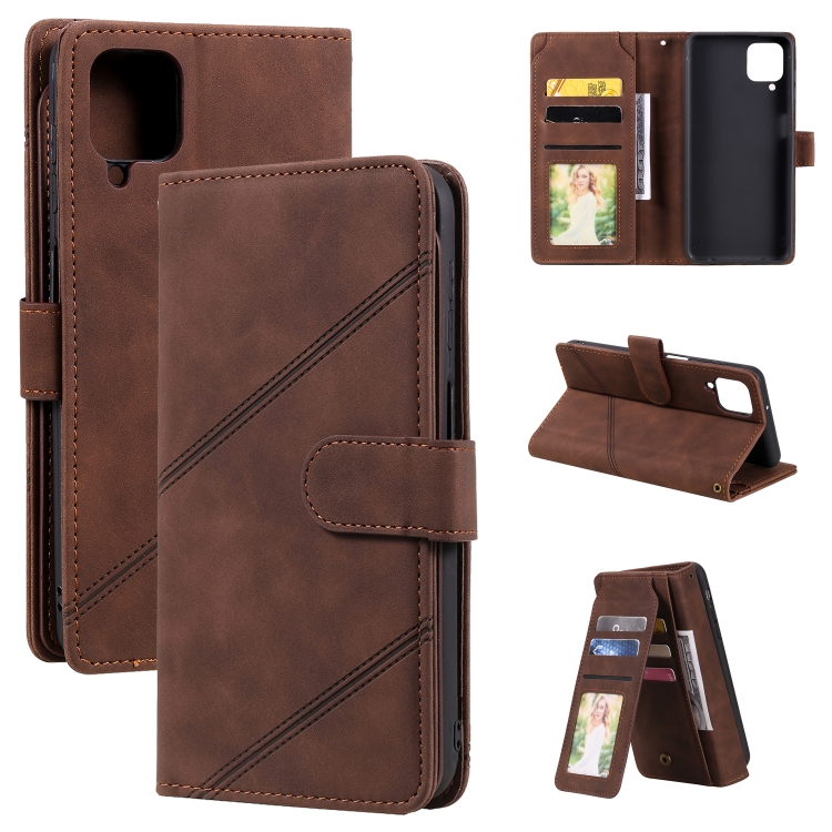 

For Samsung Galaxy A12 Skin Feel Business Horizontal Flip PU Leather Case with Holder & Multi-Card Slots & Wallet & Lanyard & Photo Frame(Brown)