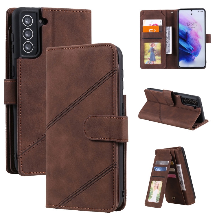 

For Samsung Galaxy S21+ 5G Skin Feel Business Horizontal Flip PU Leather Case with Holder & Multi-Card Slots & Wallet & Lanyard & Photo Frame(Brown)