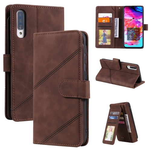 

For Samsung Galaxy A70 Skin Feel Business Horizontal Flip PU Leather Case with Holder & Multi-Card Slots & Wallet & Lanyard & Photo Frame(Brown)