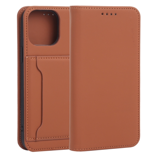 

Strong Magnetism Shockproof Horizontal Flip Liquid Feel Leather Case with Holder & Card Slots & Wallet For iPhone 13 Pro Max(Brown)
