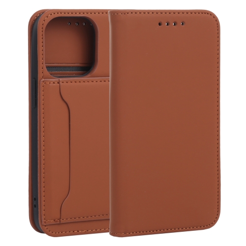 

Strong Magnetism Shockproof Horizontal Flip Liquid Feel Leather Case with Holder & Card Slots & Wallet For iPhone 13 Pro(Brown)