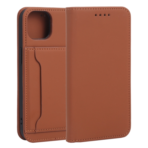 

Strong Magnetism Shockproof Horizontal Flip Liquid Feel Leather Case with Holder & Card Slots & Wallet For iPhone 13(Brown)