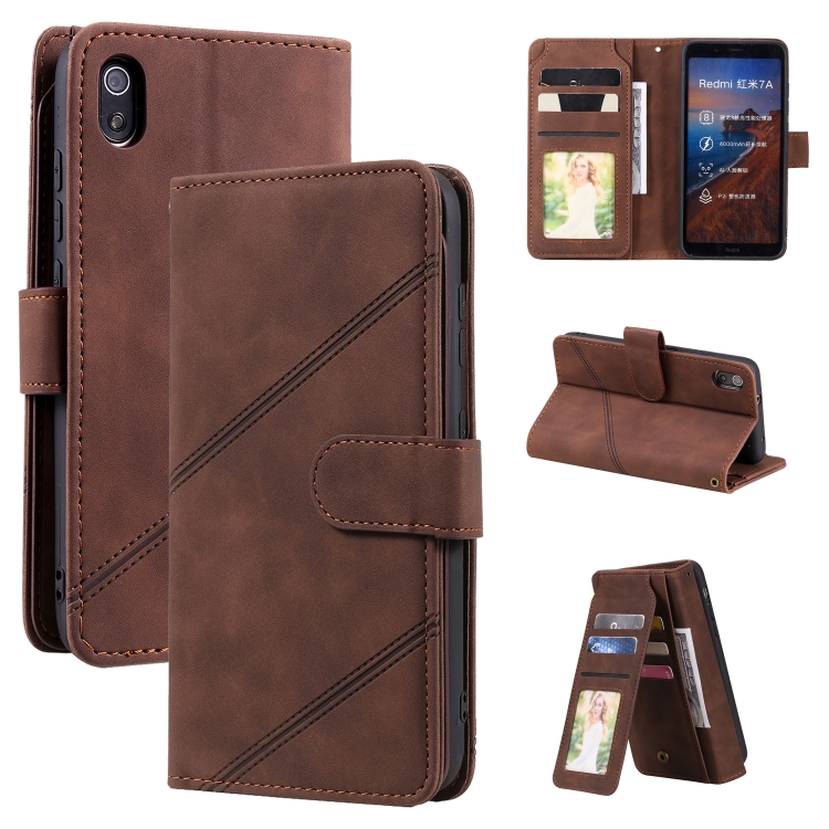 

For Xiaomi Redmi 7A Skin Feel Business Horizontal Flip PU Leather Case with Holder & Multi-Card Slots & Wallet & Lanyard & Photo Frame(Brown)