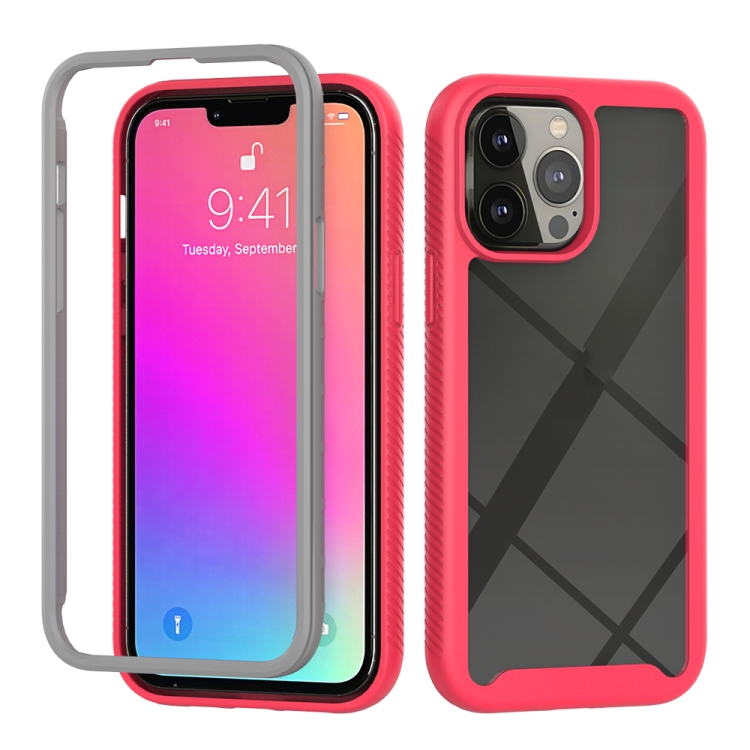 

Starry Sky Solid Color Series Shockproof PC + TPU Protective Case For iPhone 13 Pro Max(Light Red)