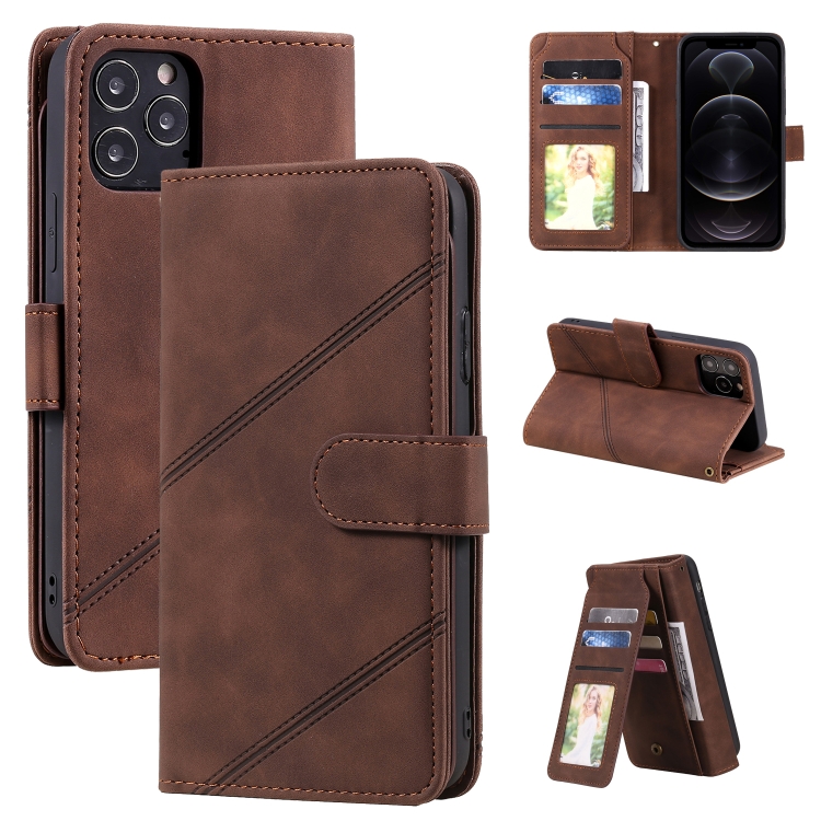 

Skin Feel Business Horizontal Flip PU Leather Case with Holder & Multi-Card Slots & Wallet & Lanyard & Photo Frame For iPhone 12 / 12 Pro(Brown)