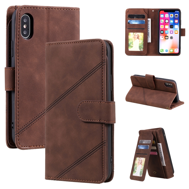 

Skin Feel Business Horizontal Flip PU Leather Case with Holder & Multi-Card Slots & Wallet & Lanyard & Photo Frame For iPhone XS / X(Brown)