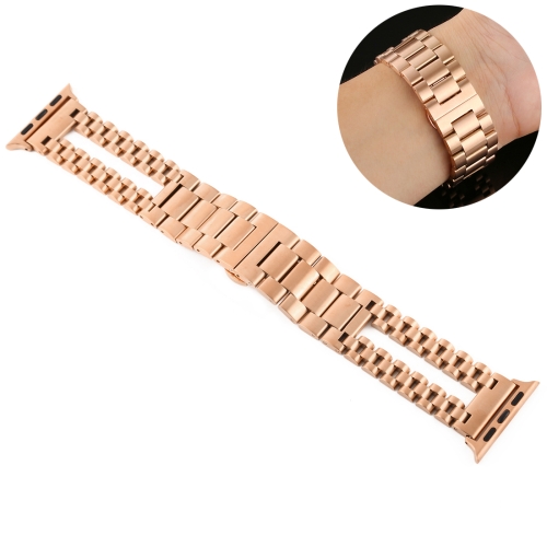 

For Apple Watch Series 5 & 4 44mm / 3 & 2 & 1 42mm Stainless Steel Watchband(Rose Gold)