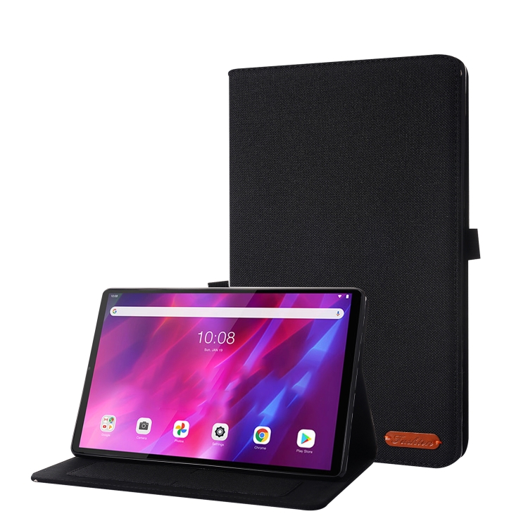 

For Lenovo Tab K10 Fabric Texture Horizontal Flip TPU Leather Case with Holder(Black)