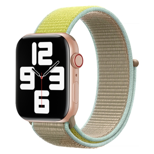 

For Apple Watch Series 6 & SE & 5 & 4 40mm / 3 & 2 & 1 38mm Color Matching Nylon Watchband(Green + Baby Blue)