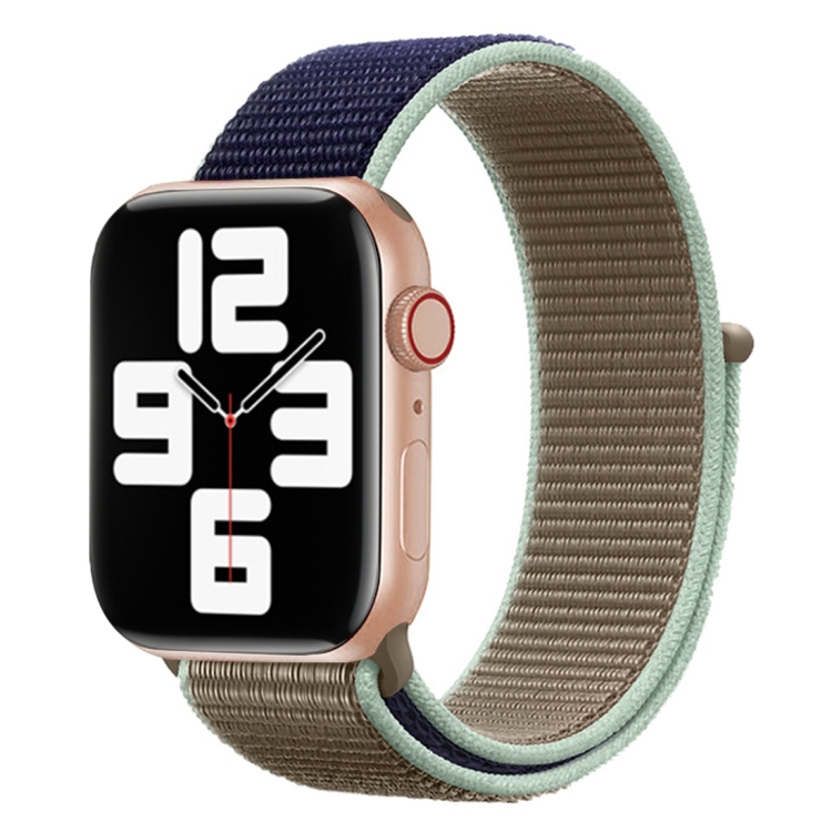 

For Apple Watch Series 5 & 4 44mm / 3 & 2 & 1 42mm Color Matching Nylon Watchband(Blue + Green)