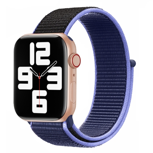 

For Apple Watch Series 5 & 4 44mm / 3 & 2 & 1 42mm Color Matching Nylon Watchband(Black + Blue)