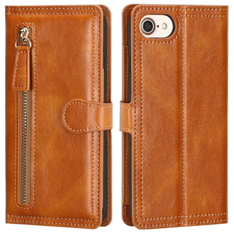 

For iPhone 6 / 7 / 8 Retro Style Magnetic Buckle Zipper Horizontal Flip Leather Case with Card Slot & Wallet(Orange)