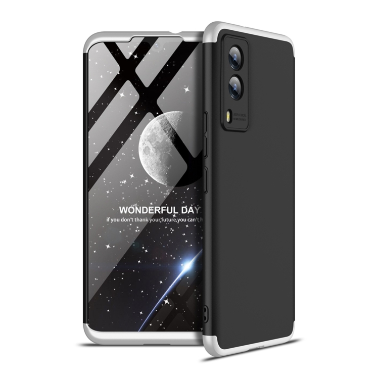 

For vivo V21e 5G GKK Three Stage Splicing Full Coverage PC Case(Black Silver)