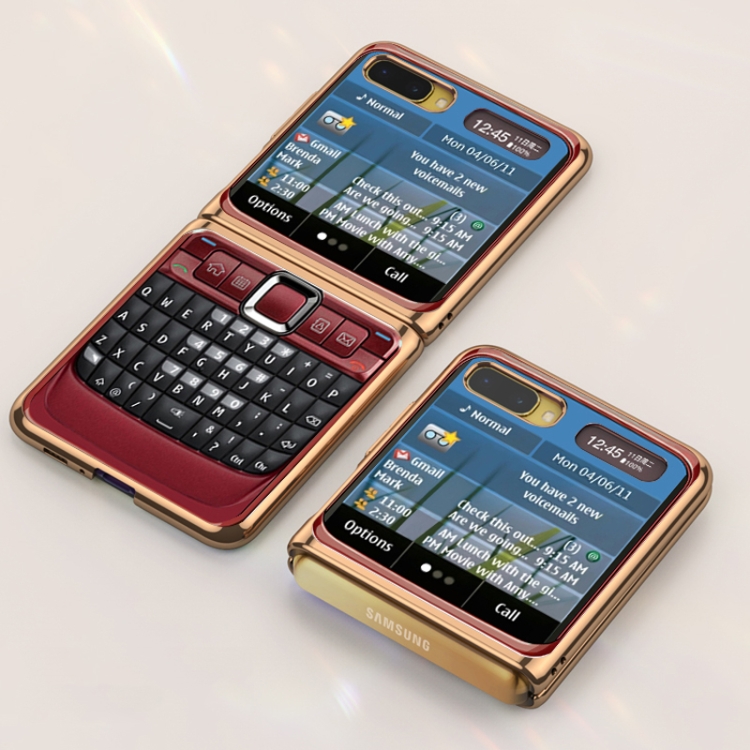 

For Samsung Galaxy Z Flip GKK Electroplating Painted Glass Protective Case(Wine Red)