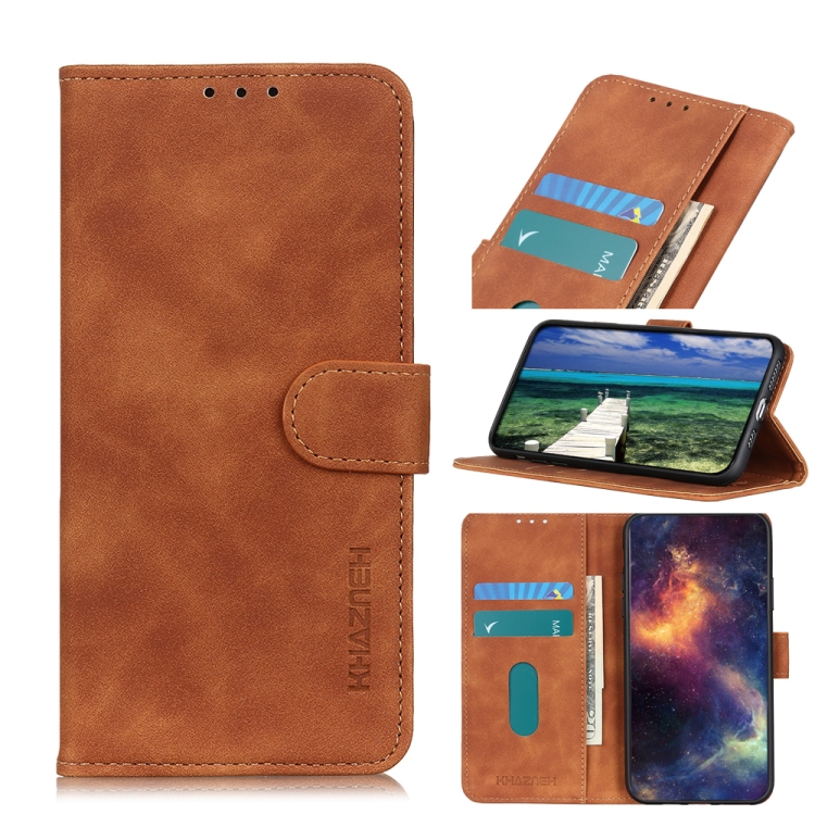 

For vivo V21e 5G KHAZNEH Retro Texture PU + TPU Horizontal Flip Leather Case with Holder & Card Slots & Wallet(Brown)