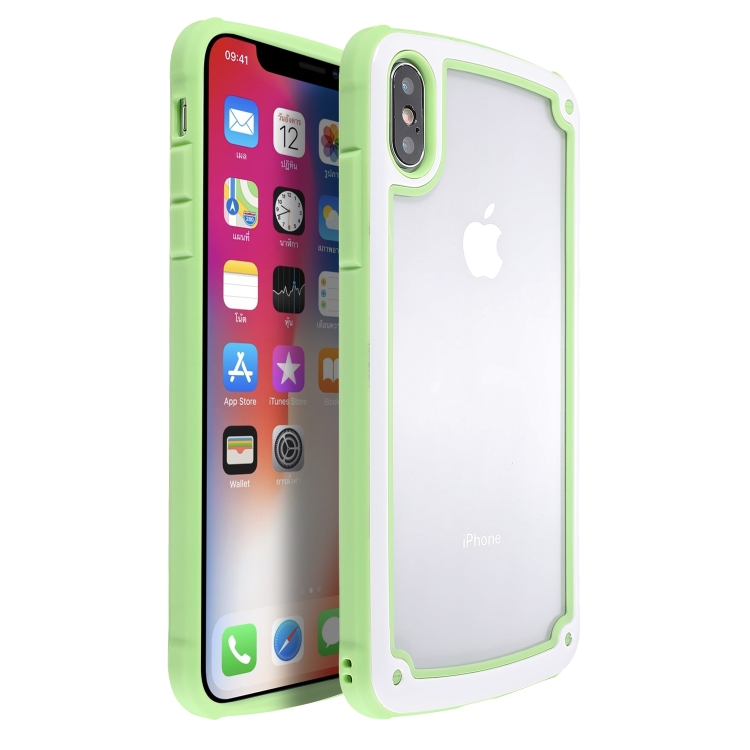 

For iPhone XS Max Candy-Colored TPU Transparent Shockproof Case(Green)