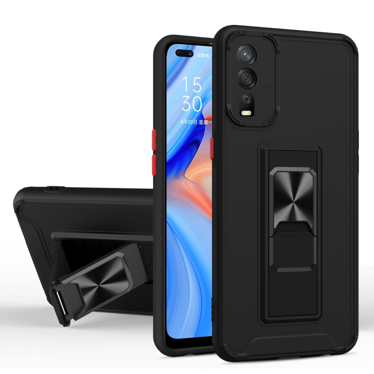 

For vivo Y12s 2021 Dual-color Skin Feel TPU + PC Magnetic Shockproof Case with Invisible Holder(Black)
