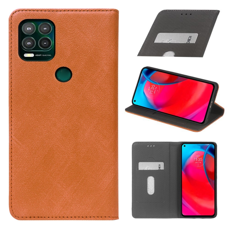 

For Motorola Moto G Stylus 5G Cloth Texture Retro Horizontal Flip PU Leather Shockproof Case with Holder & Card Slot(Brown)
