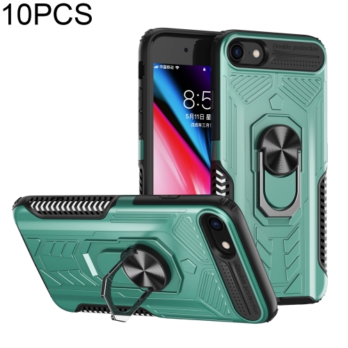 

10 PCS Shield Armor PC+TPU Protective Case with 360 Degree Rotation Ring Holder For iPhone 6(Cyan)