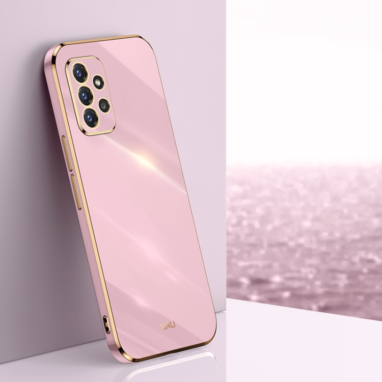 

For Samsung Galaxy A72 5G XINLI Straight 6D Plating Gold Edge TPU Shockproof Case(Cherry Purple)