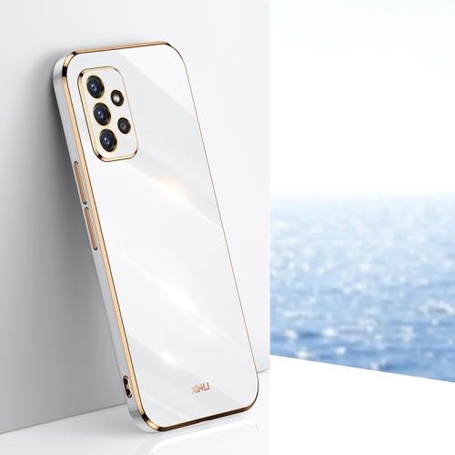 

For Samsung Galaxy A72 5G XINLI Straight 6D Plating Gold Edge TPU Shockproof Case(White)