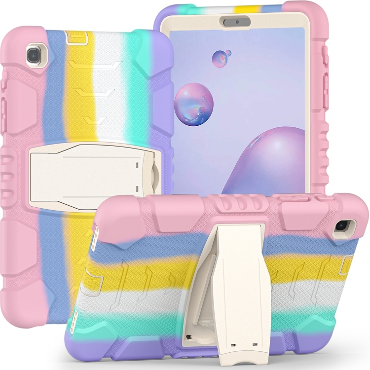 

For Samsung Galaxy Tab A8.4 2020 T307 3-Layer Protection Screen Frame + PC + Silicone Shockproof Combination Case with Holder(Colorful Pink)