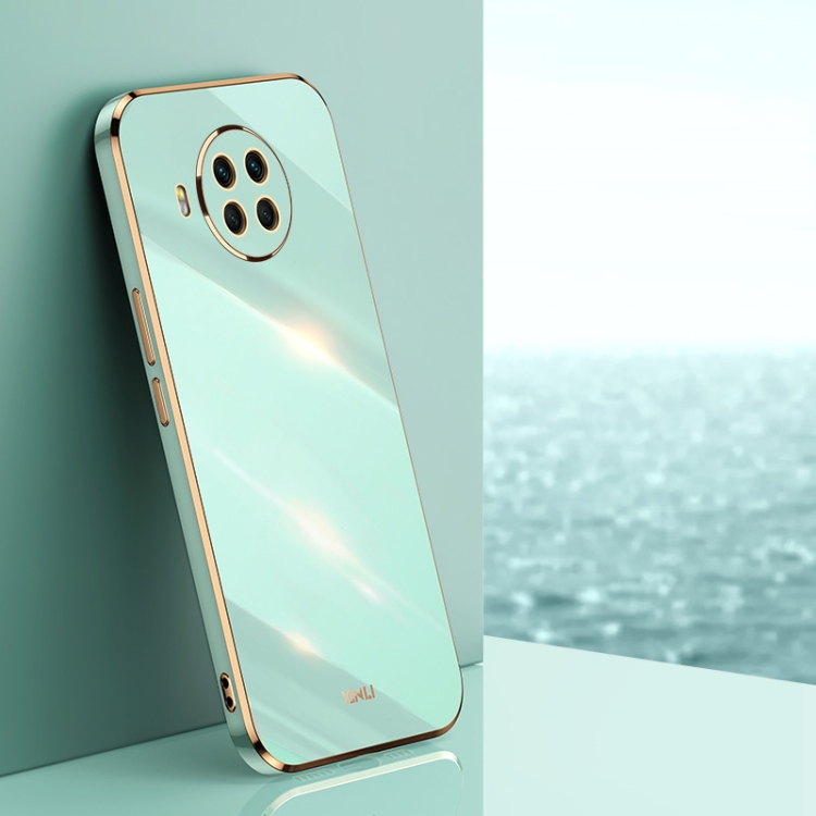 

For Xiaomi Mi 10T Lite 5G XINLI Straight 6D Plating Gold Edge TPU Shockproof Case(Mint Green)