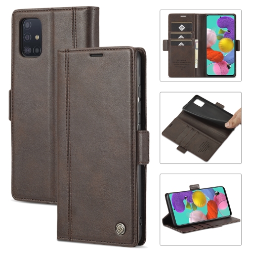 

For Samsung Galaxy A32 4G LC.IMEEKE Magnetic Buckle PU + TPU Horizontal Flip Leather Case with Holder & Card Slots & Wallet(Coffee)