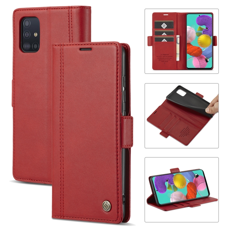 

For Samsung Galaxy A71 / M70s LC.IMEEKE Magnetic Buckle PU + TPU Horizontal Flip Leather Case with Holder & Card Slots & Wallet(Red)