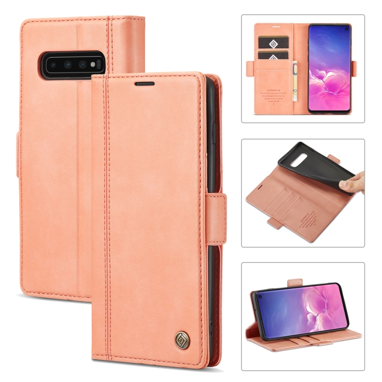 

For Samsung Galaxy S10+ LC.IMEEKE Magnetic Buckle PU + TPU Horizontal Flip Leather Case with Holder & Card Slots & Wallet(Rose Gold)