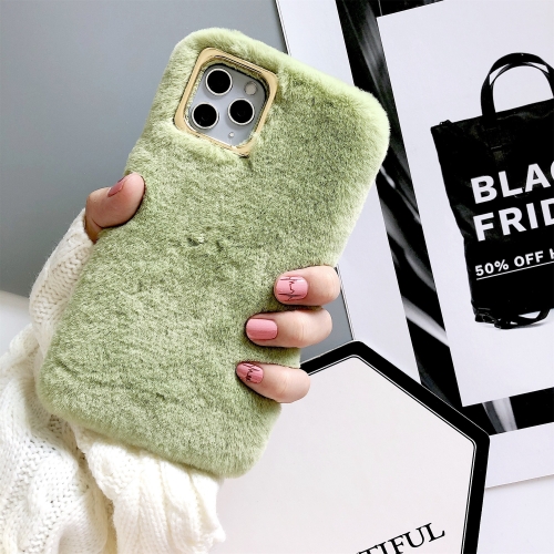

For iPhone 11 Pro Solid Color Plush Phone Protect Case(Green)