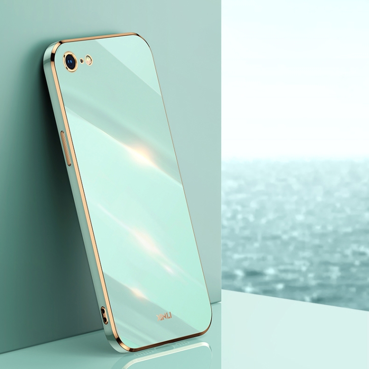 

XINLI Straight 6D Plating Gold Edge TPU Shockproof Case For iPhone 6 / 6s(Mint Green)