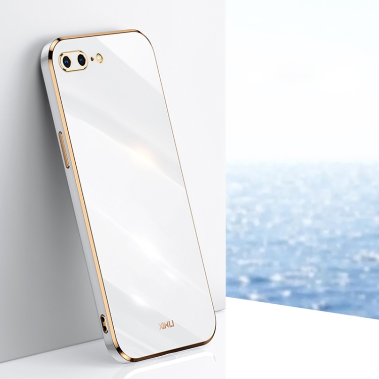 

XINLI Straight 6D Plating Gold Edge TPU Shockproof Case For iPhone 8 Plus / 7 Plus(White)