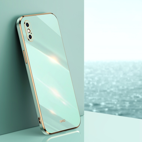 

XINLI Straight 6D Plating Gold Edge TPU Shockproof Case For iPhone XS Max(Mint Green)