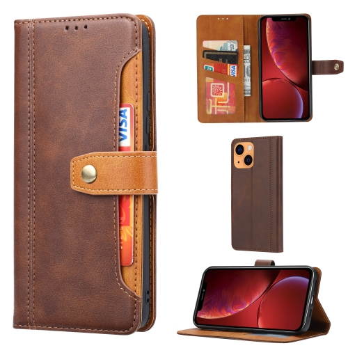 

Calf Texture Double Fold Clasp Horizontal Flip Leather Case with Photo Frame & Holder & Card Slots & Wallet For iPhone 13(Brown)