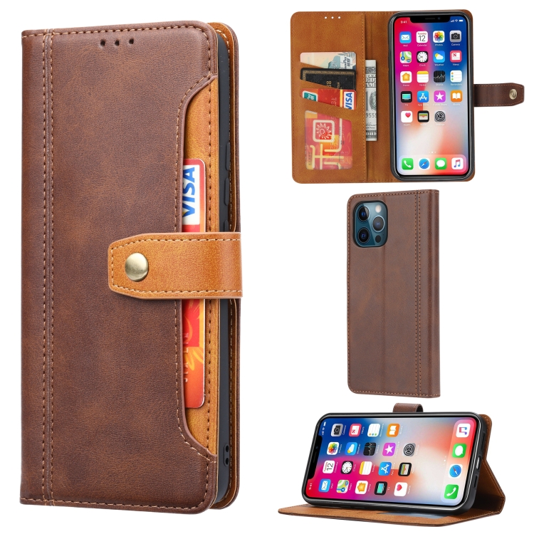 

Calf Texture Double Fold Clasp Horizontal Flip Leather Case with Photo Frame & Holder & Card Slots & Wallet For iPhone 13 Pro Max(Brown)