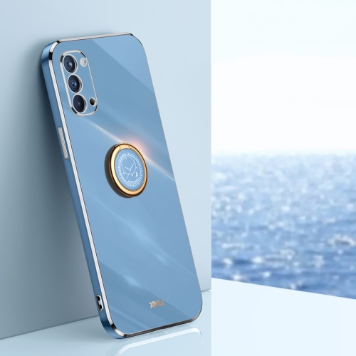

For OPPO Reno4 Pro XINLI Straight 6D Plating Gold Edge TPU Shockproof Case with Ring Holder(Celestial Blue)
