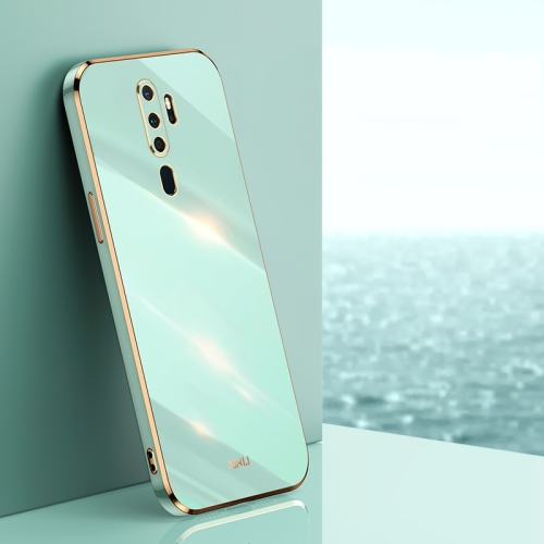 For OPPO A9 2020 / A11x XINLI Straight 6D Plating Gold Edge TPU Shockproof Case(Mint Green)