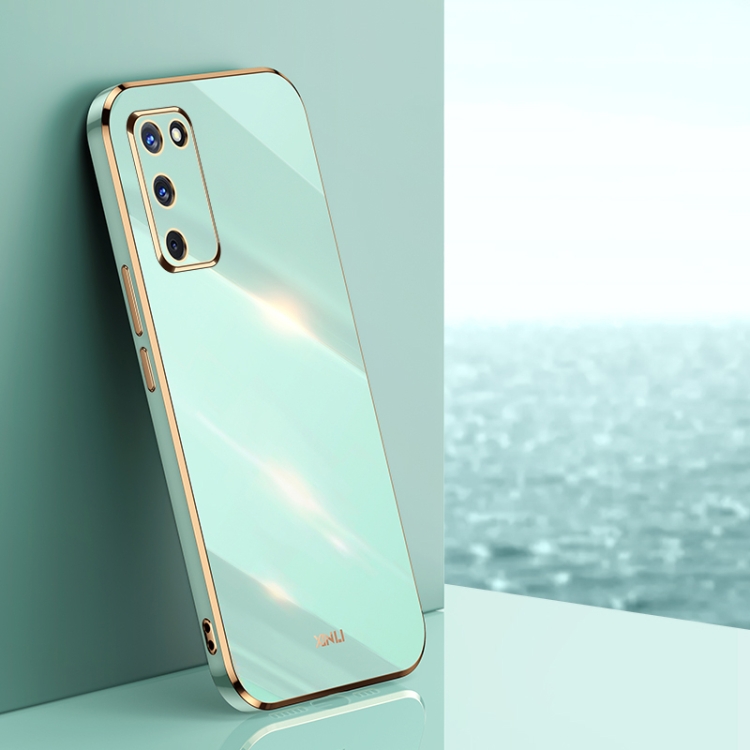 

For OPPO A55 5G XINLI Straight 6D Plating Gold Edge TPU Shockproof Case(Mint Green)