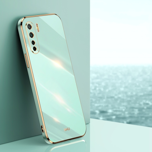 

For OPPO A91 XINLI Straight 6D Plating Gold Edge TPU Shockproof Case(Mint Green)