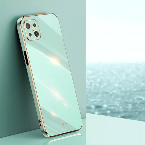 

For OPPO A92s XINLI Straight 6D Plating Gold Edge TPU Shockproof Case(Mint Green)