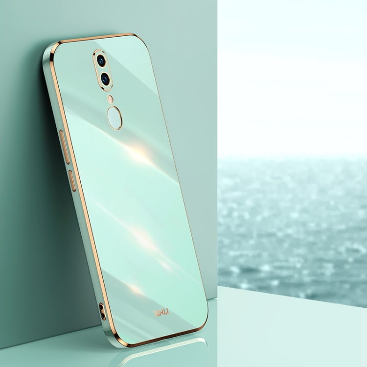 

For OPPO F11 XINLI Straight 6D Plating Gold Edge TPU Shockproof Case(Mint Green)